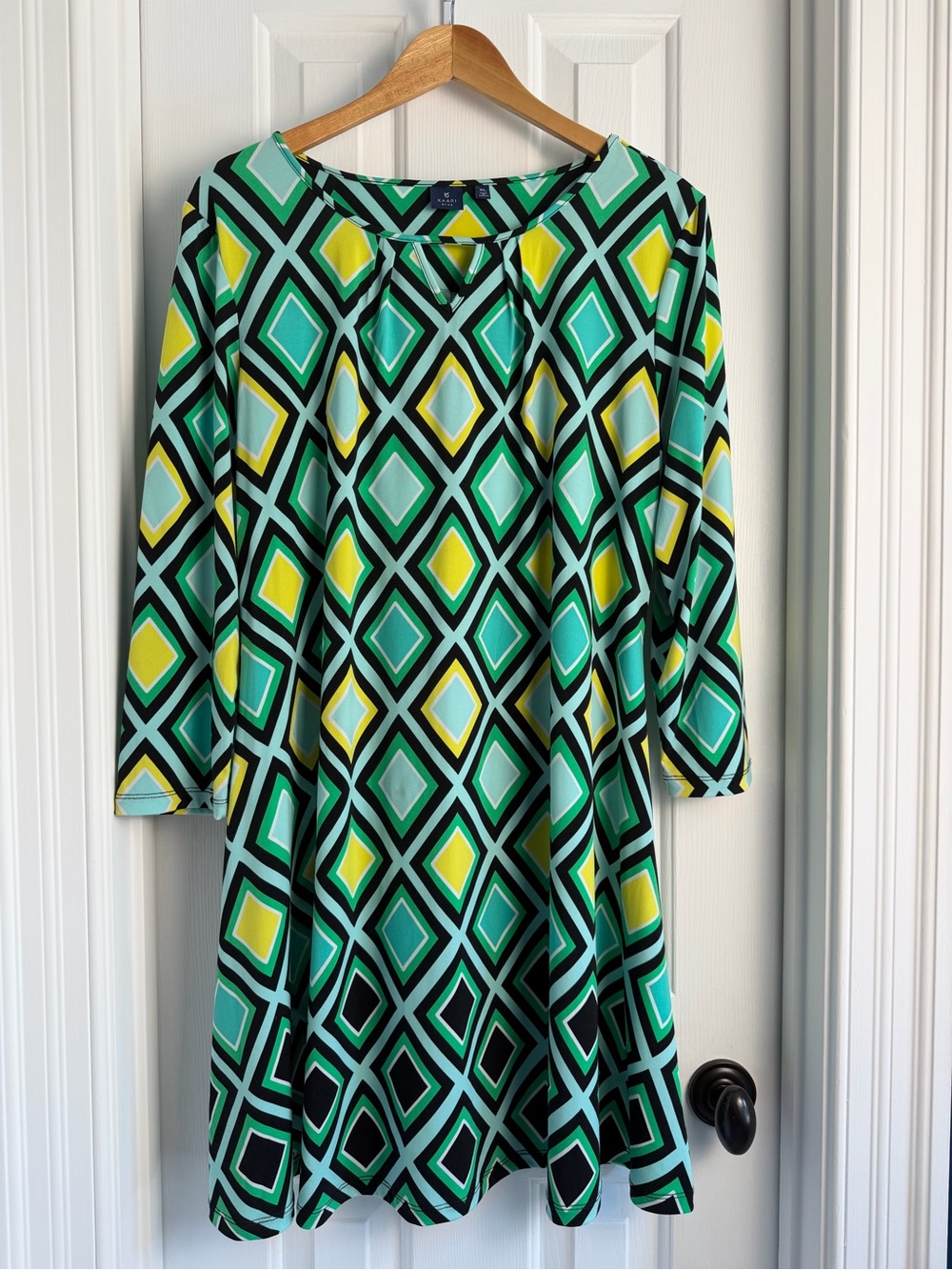 Kaari Blue Womens Geometric Shift Dress EUC